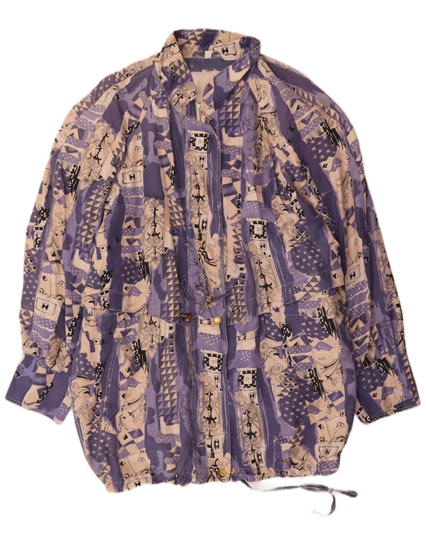 VINTAGE Womens Abstract Pattern Utility Jacket UK 24 4XL Purple