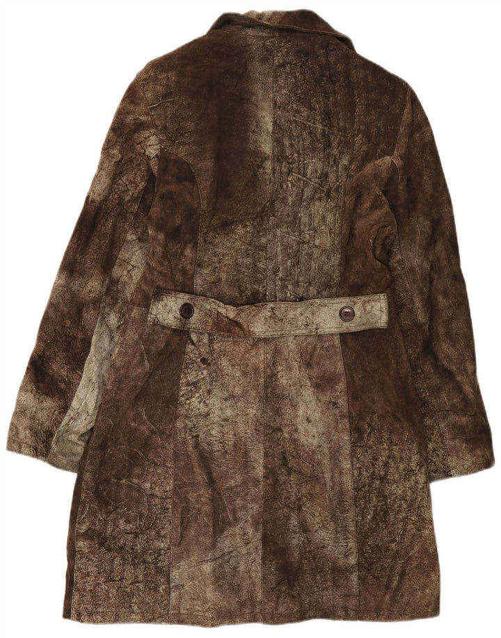 Morosini Damen Wildleder-Zweireihermantel UK 14 Mittelbraunes Leder