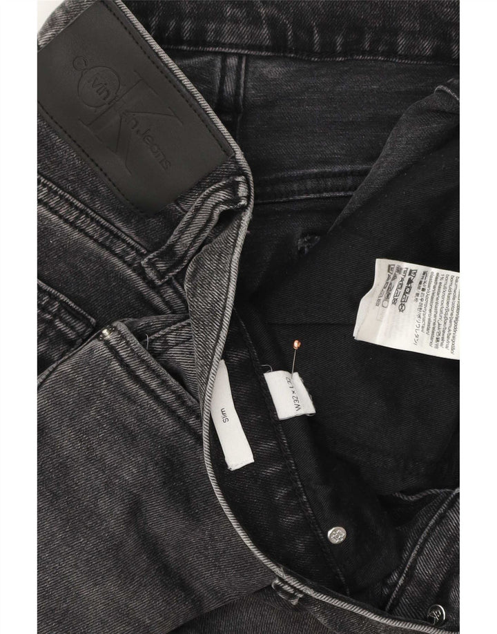 Calvin Klein Herren Slim Jeans W32 L32 Graue Baumwolle
