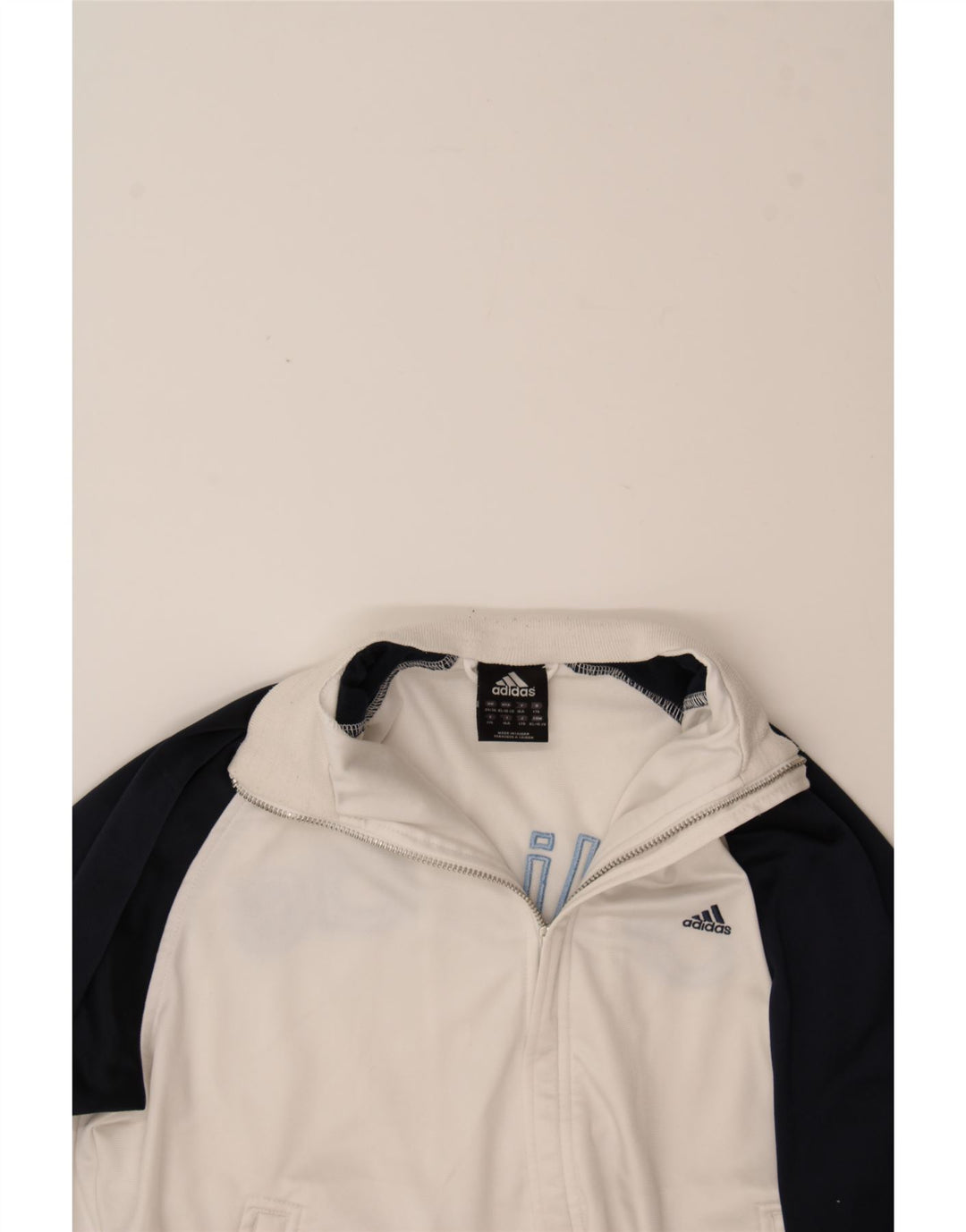 ADIDAS Boys Graphic Tracksuit Top Jacket 15-16 Years White Colourblock Vintage Adidas and Second-Hand Adidas from Messina Hembry 