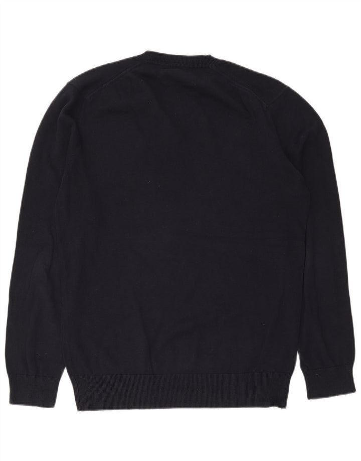 French Connection Herren-Pullover mit V-Ausschnitt aus mittelblauer Baumwolle
