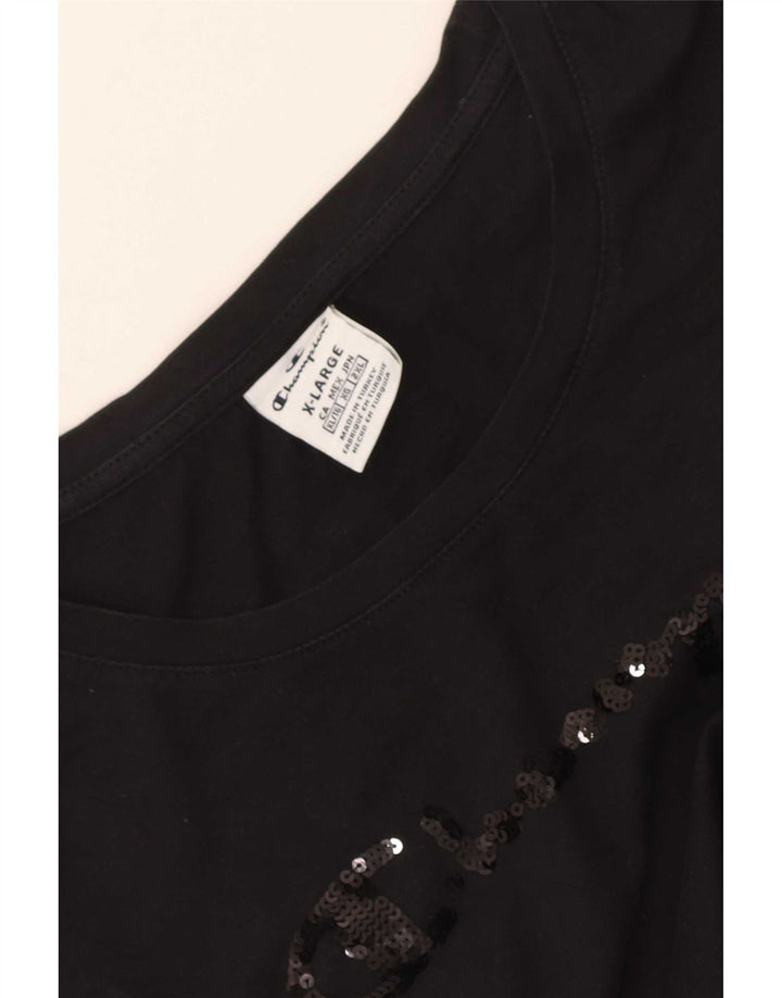 Champion Damen Graphic Top 3/4 Ärmel UK 18 XL Schwarz