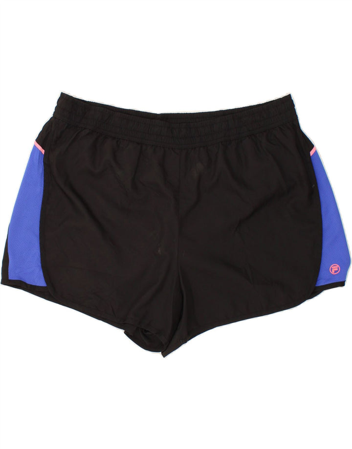 FILA Womens Sport Shorts UK 20 2XL Black Colourblock Polyester Vintage Fila and Second-Hand Fila from Messina Hembry 