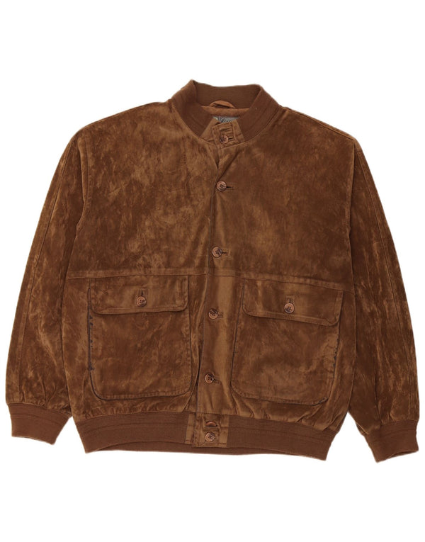 Vintage Herren Velour Bomberjacke IT 52 XL Braune Seide
