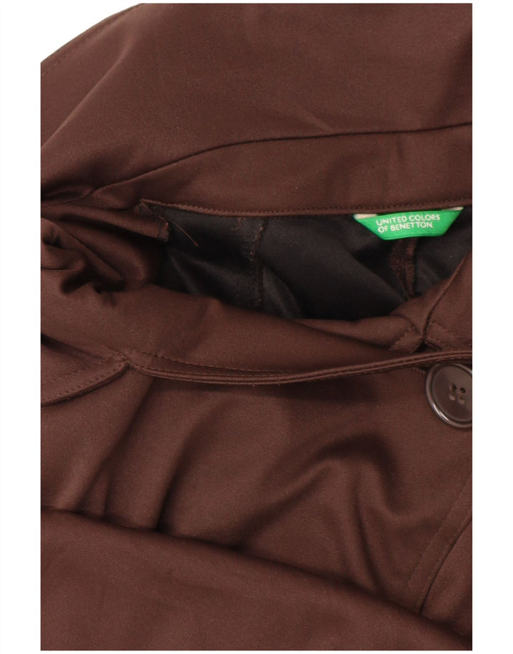 BENETTON Damen Trenchcoat UK 14 Mittelbraunes Polyester