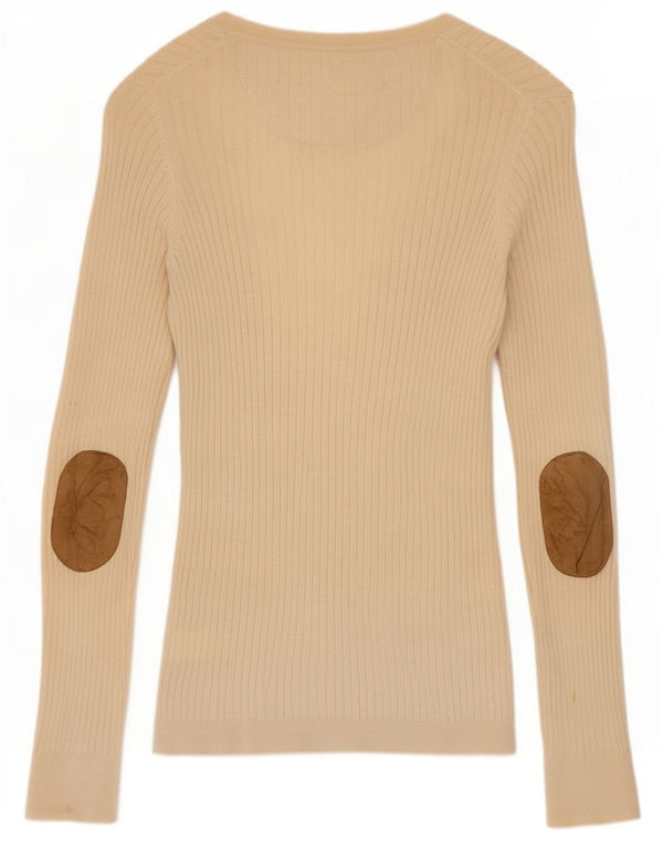Massimo Dutti Damen-Cardigan-Pullover UK 14 Mittelbeige Colourblock-Baumwolle