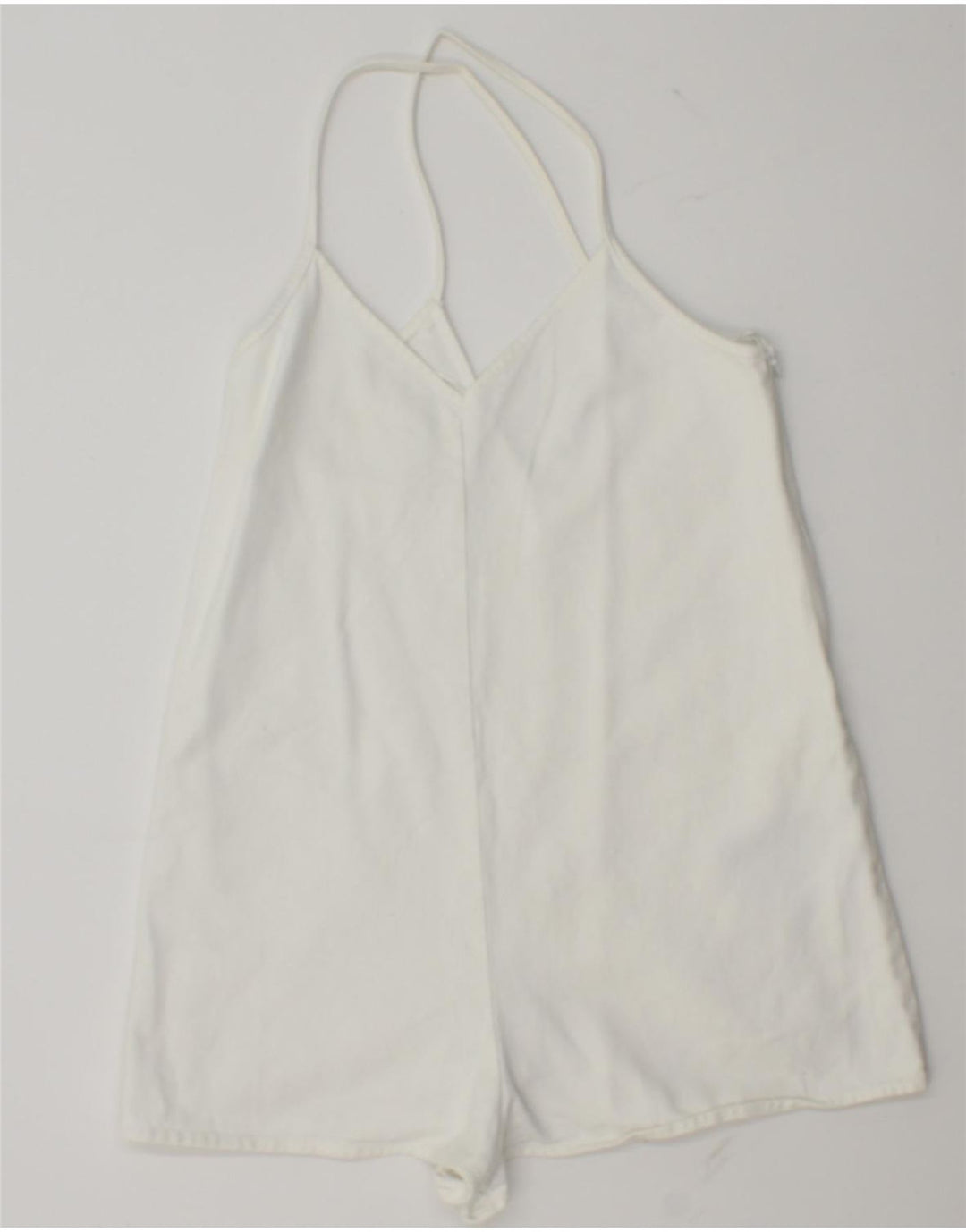 ZARA Damen Playsuit UK 10 Small Weiße Baumwolle