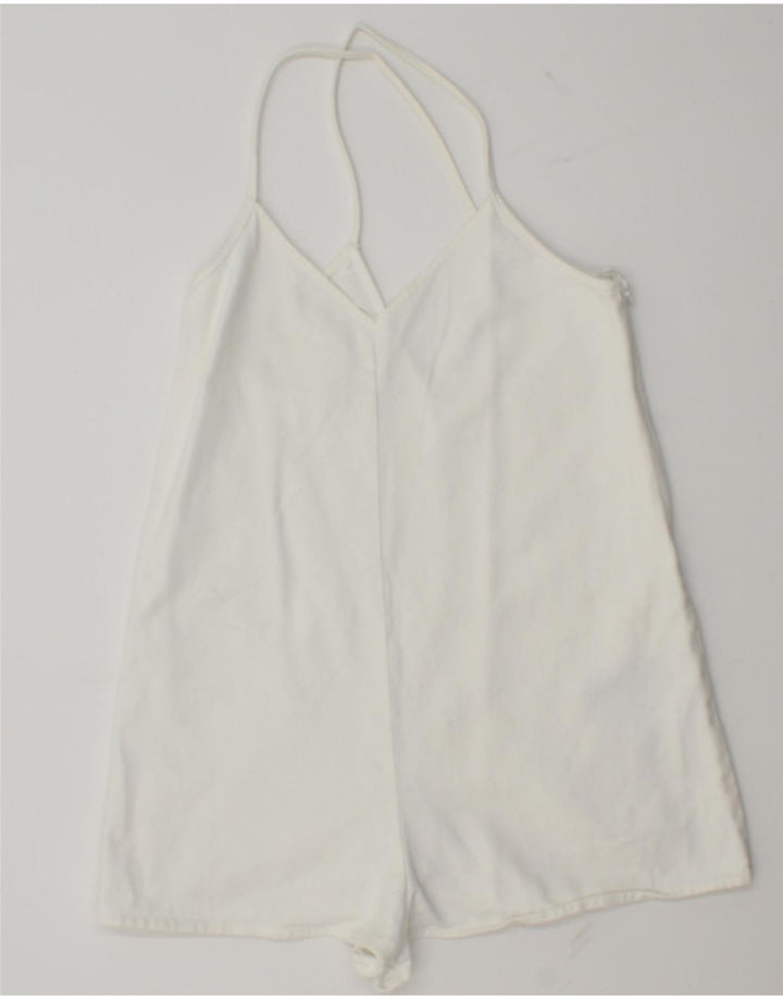 ZARA Damen Playsuit UK 10 Small Weiße Baumwolle