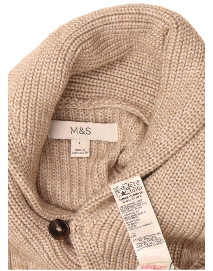 Marks & Spencer Herren-Strickjacke, groß, beige, Polyester