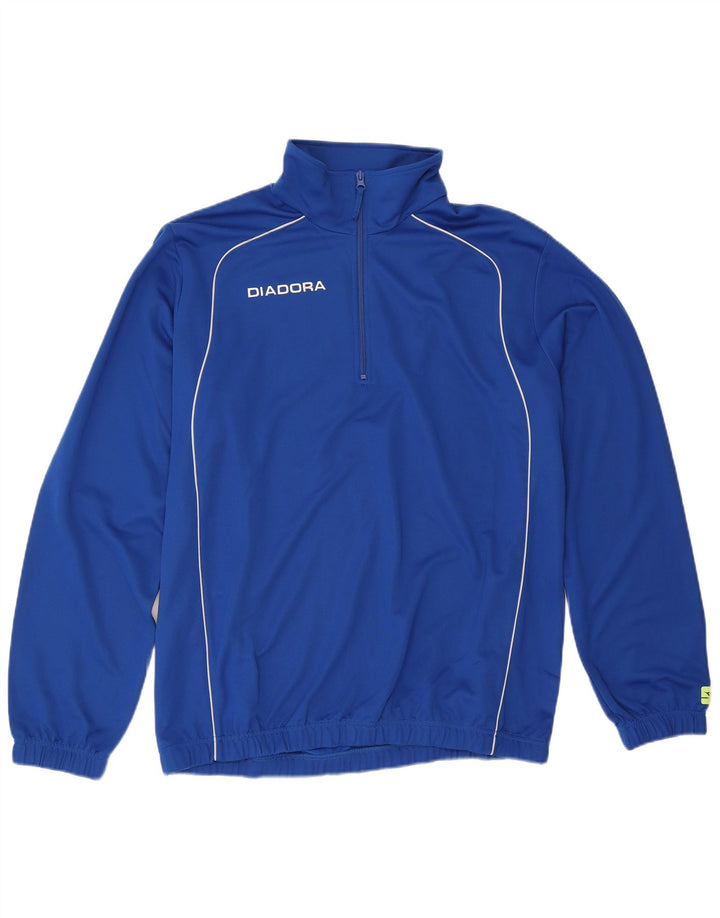 Diadora Herren-Pullover-Trainingsanzugoberteil mit Reißverschluss und Halsausschnitt, XL, Blau, Polyester