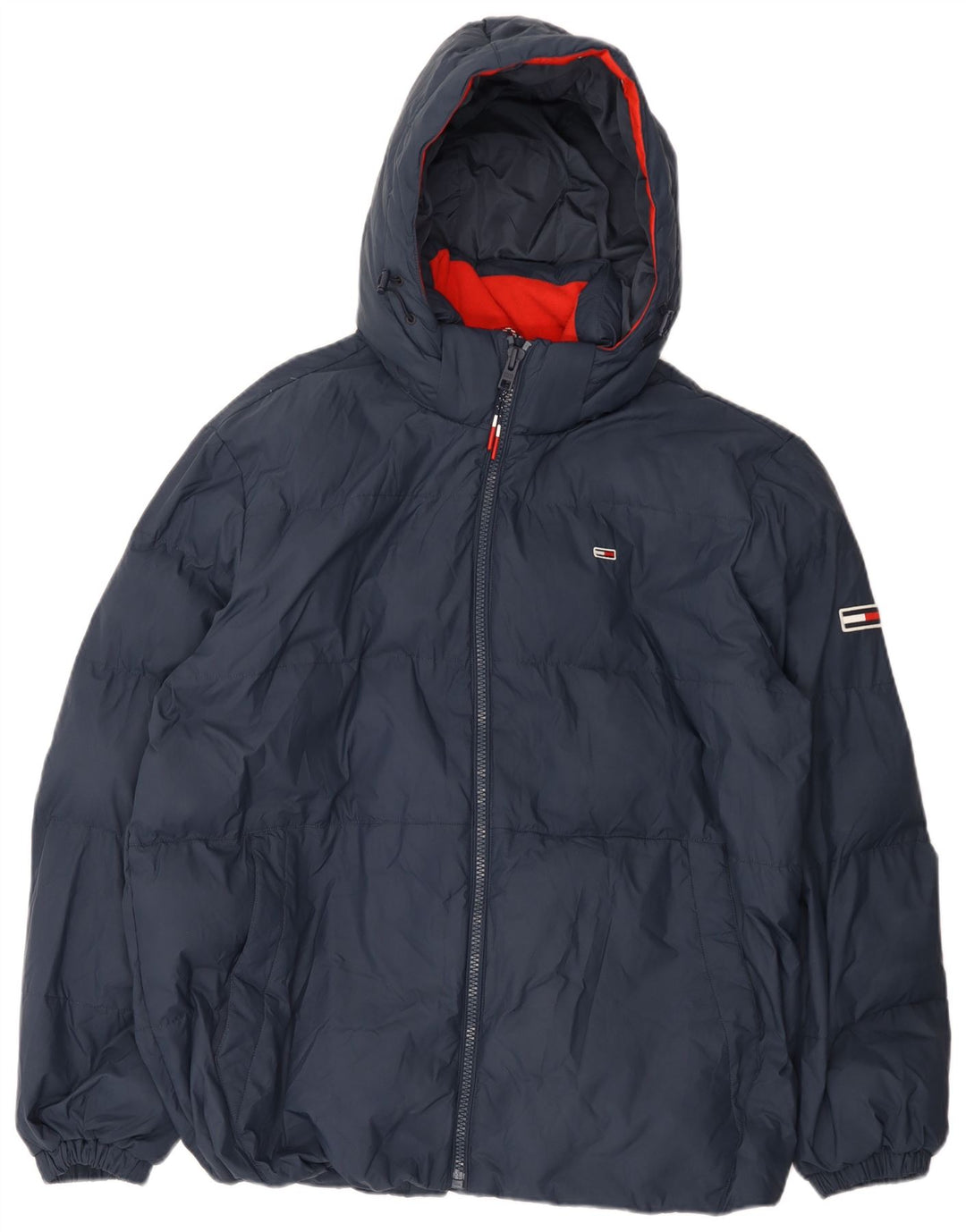 Tommy Hilfiger Herren-Jacke mit Kapuze, gepolstert, UK 46 2XL, Marineblau, Polyester