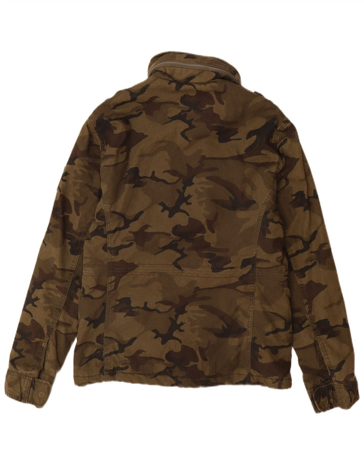 Superdry Herren-Militärjacke mit Kapuze, UK 38, mittlere Khaki-Tarnung, Baumwolle