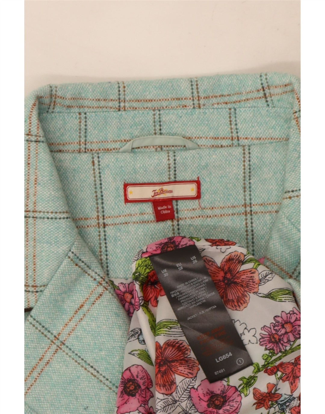 Joe Browns Damen 3-Knopf-Blazerjacke UK 30 7XL Türkis kariert