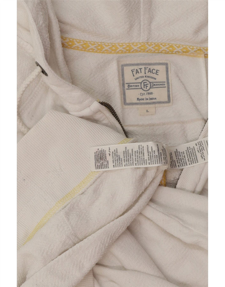 FAT FACE Herren-Kapuzenpullover mit Reißverschluss, groß, aus weißer Baumwolle
