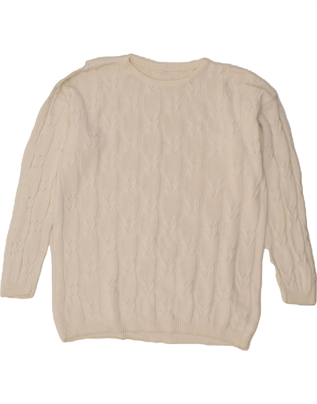 VINTAGE Womens Oversized Crew Neck Jumper Sweater EU 40/42 Large White Vintage Vintage and Second-Hand Vintage from Messina Hembry 