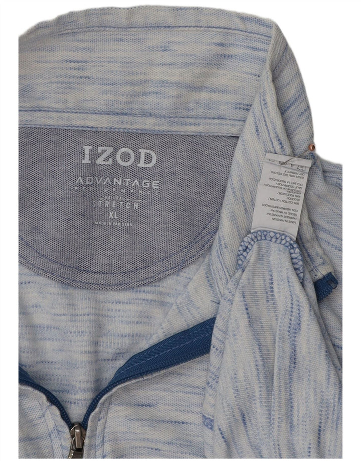 IZOD Herren-Trainingsanzug-Oberteil mit Reißverschluss am Hals, XL, blau gefleckte Baumwolle