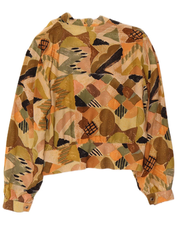 VINTAGE Damen Crop Shirt Bluse IT 44 Medium Mehrfarbig Geometrisch