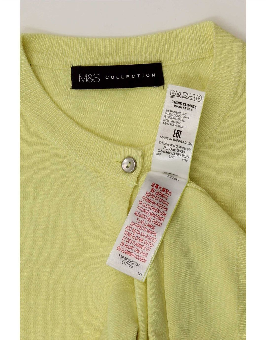 Marks & Spencer Damen-Cardigan-Pullover UK 10 Small Gelbe Viskose