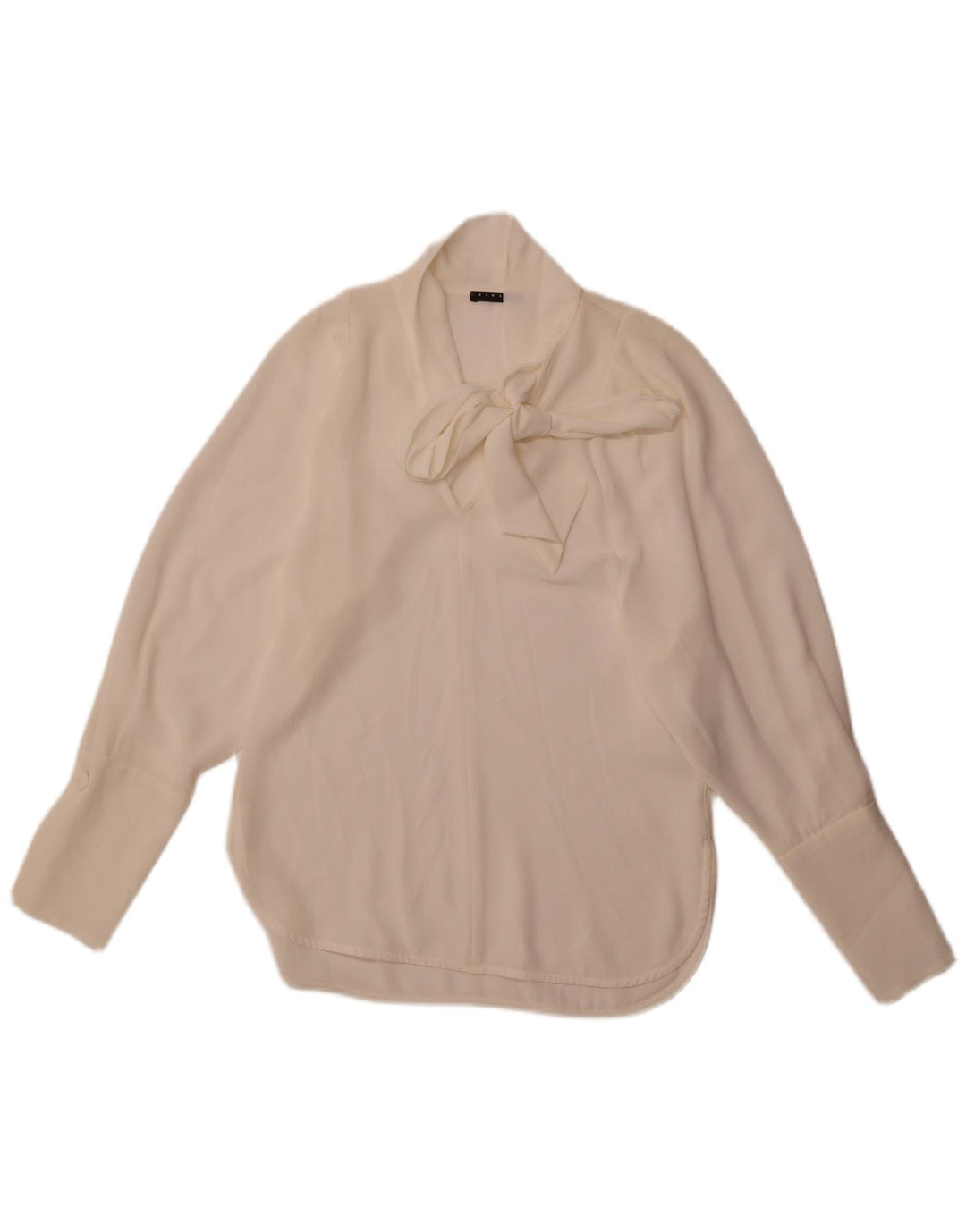 Sisley Womens Front Tie Loose Fit Bluse Top UK 6 XS Off White Polyester