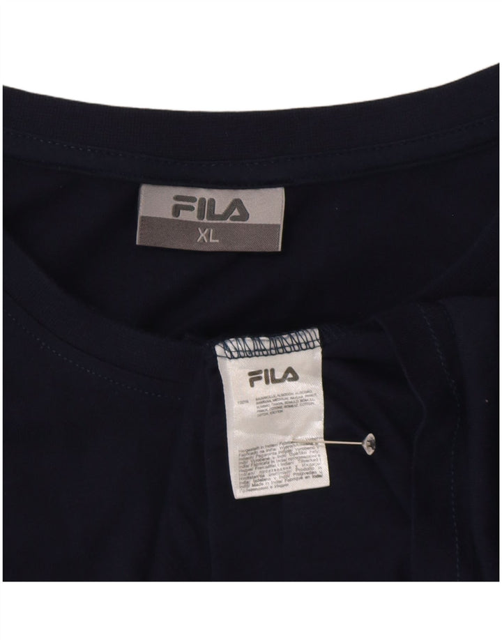 Fila Herren T-Shirt Top XL Marineblau Baumwolle