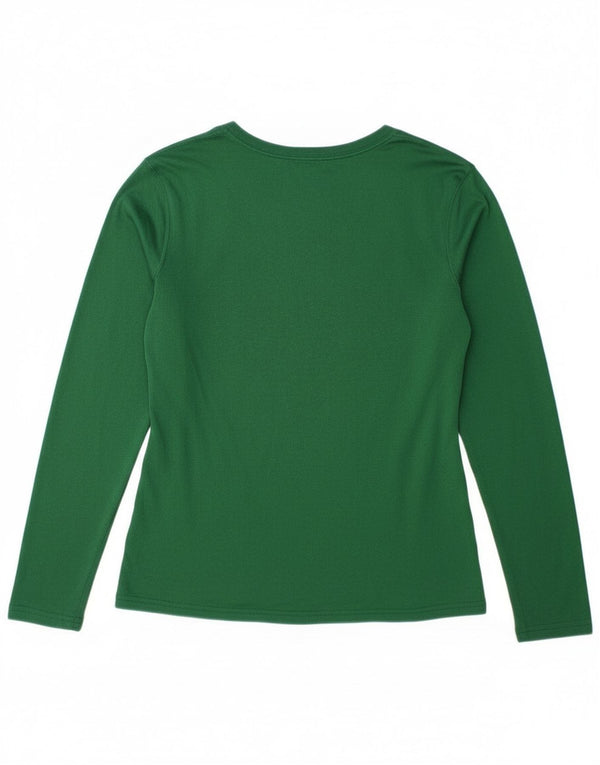 Nike Damen Dri Fit Top Langarm UK 14 Mittelgrünes Polyester