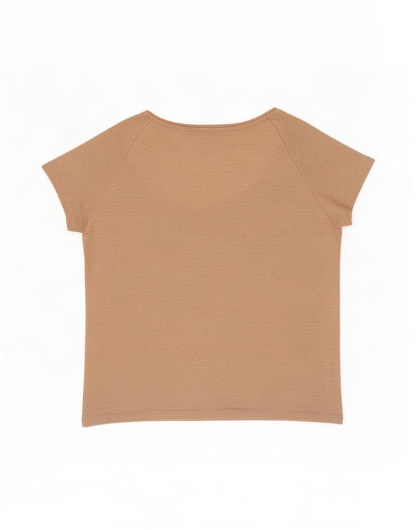 Massimo Dutti Damen T-Shirt Top UK 16 Large Beige Leinen