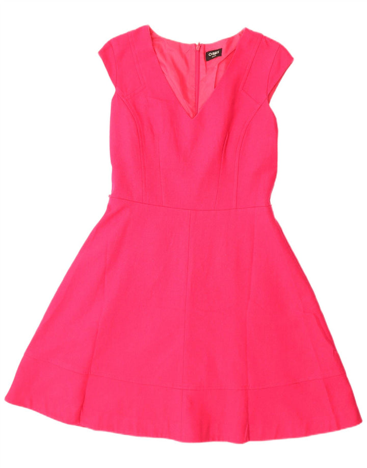 Oasis Damen A-Linien-Kleid UK 10 Small Rosa Wolle