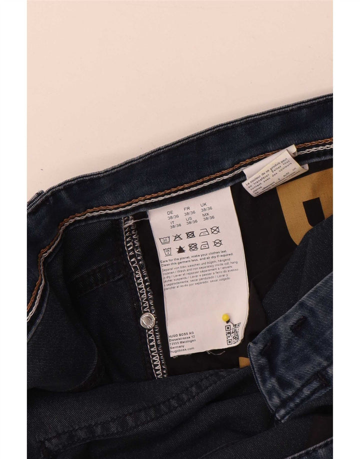 Hugo Boss Herren Slim Jeans W38 L36 Marineblaue Baumwolle