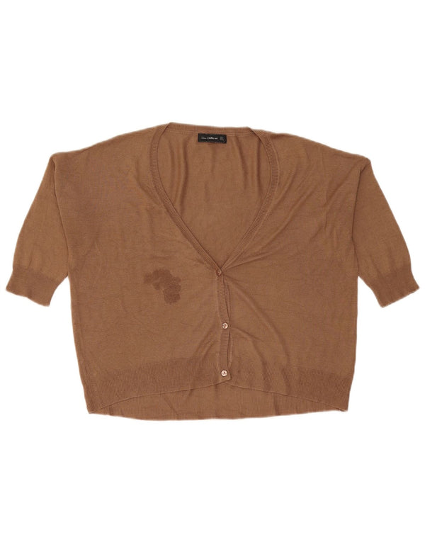Zara Damen-Strickjacke mit 3/4-Ärmeln, übergroß, Gr. 14, Mittelbraun