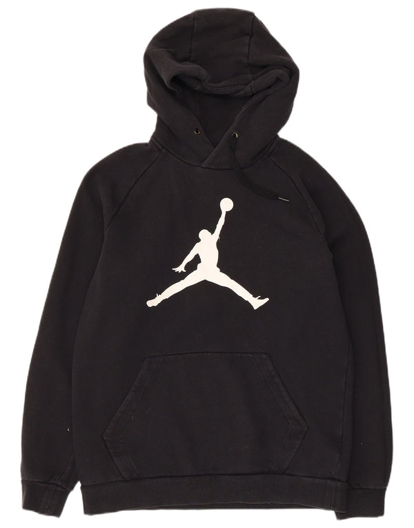 JORDAN Mens Graphic Hoodie Jumper Medium Black Cotton