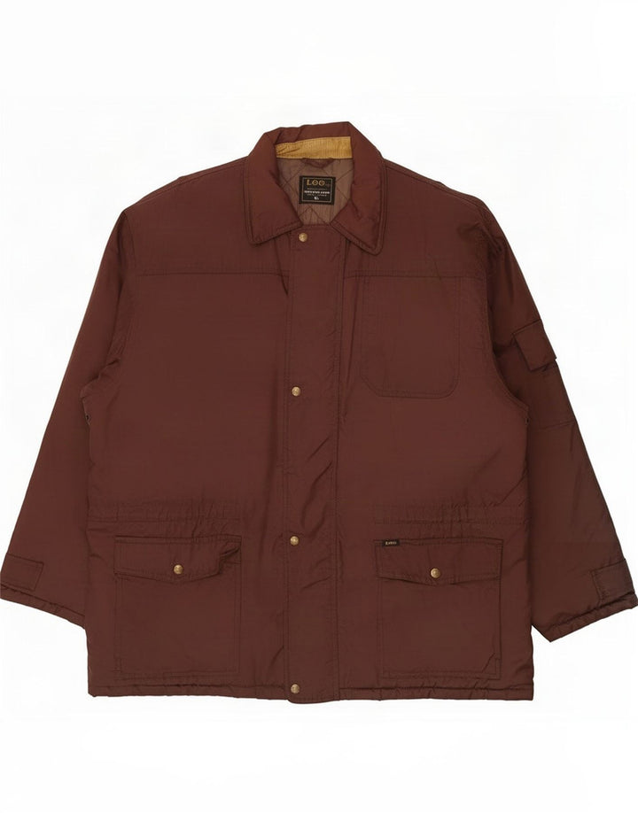 Lee Herren gepolsterte Jacke UK 42 XL braunes Nylon