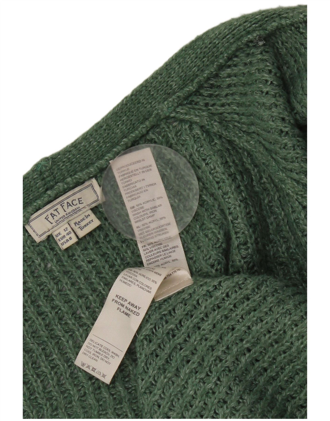 Offener Cardigan für Damen von Fat Face, UK 12, Mittelgrün, Acryl