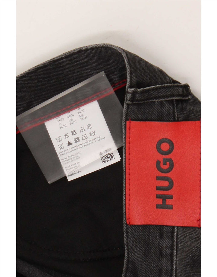 Hugo Boss Herren Distressed Straight Jeans W34 L27 Graue Baumwolle