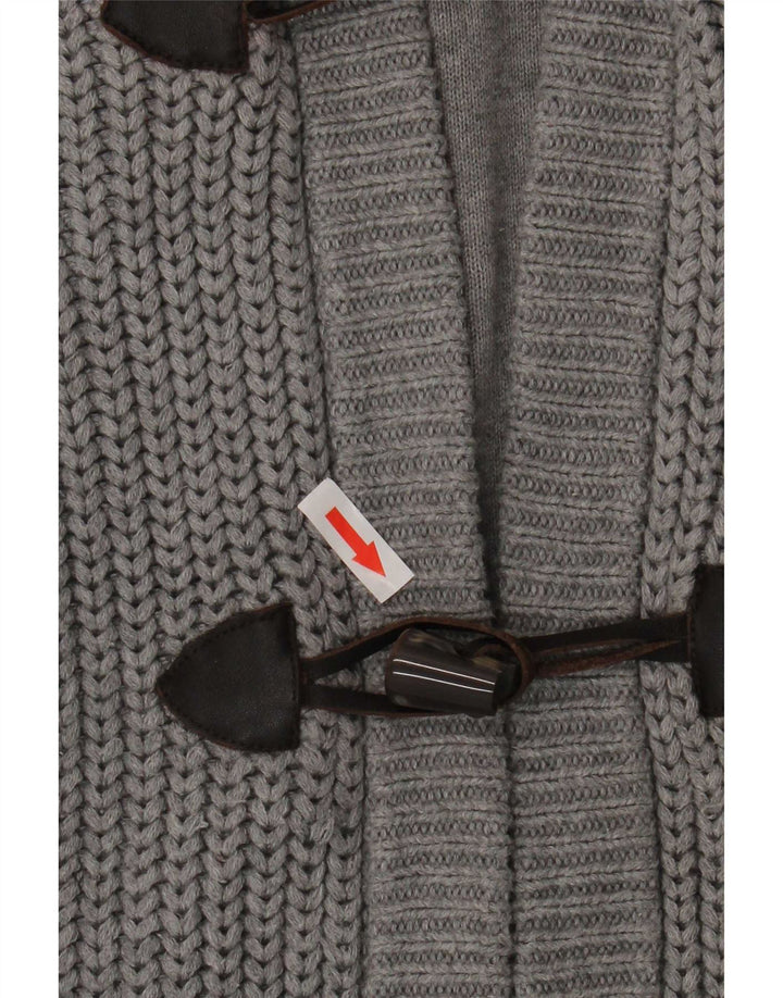 Tommy Hilfiger Herren-Strickjacke mit Kapuze, mittelgraue Baumwolle