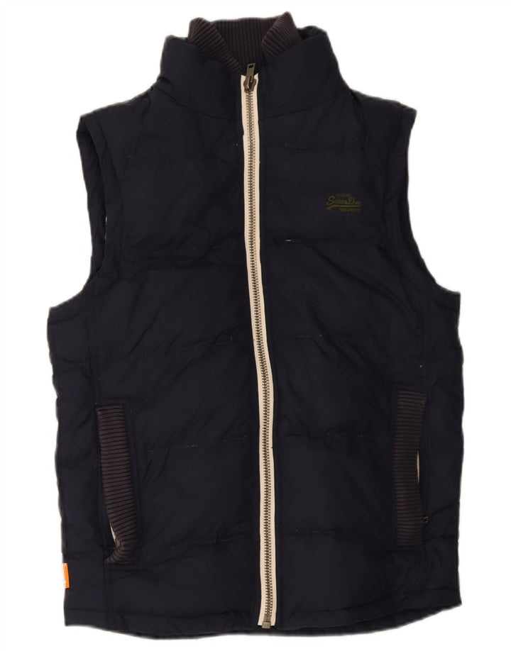 Superdry Herren Wattierte Weste UK 38 Medium Marineblaues Nylon