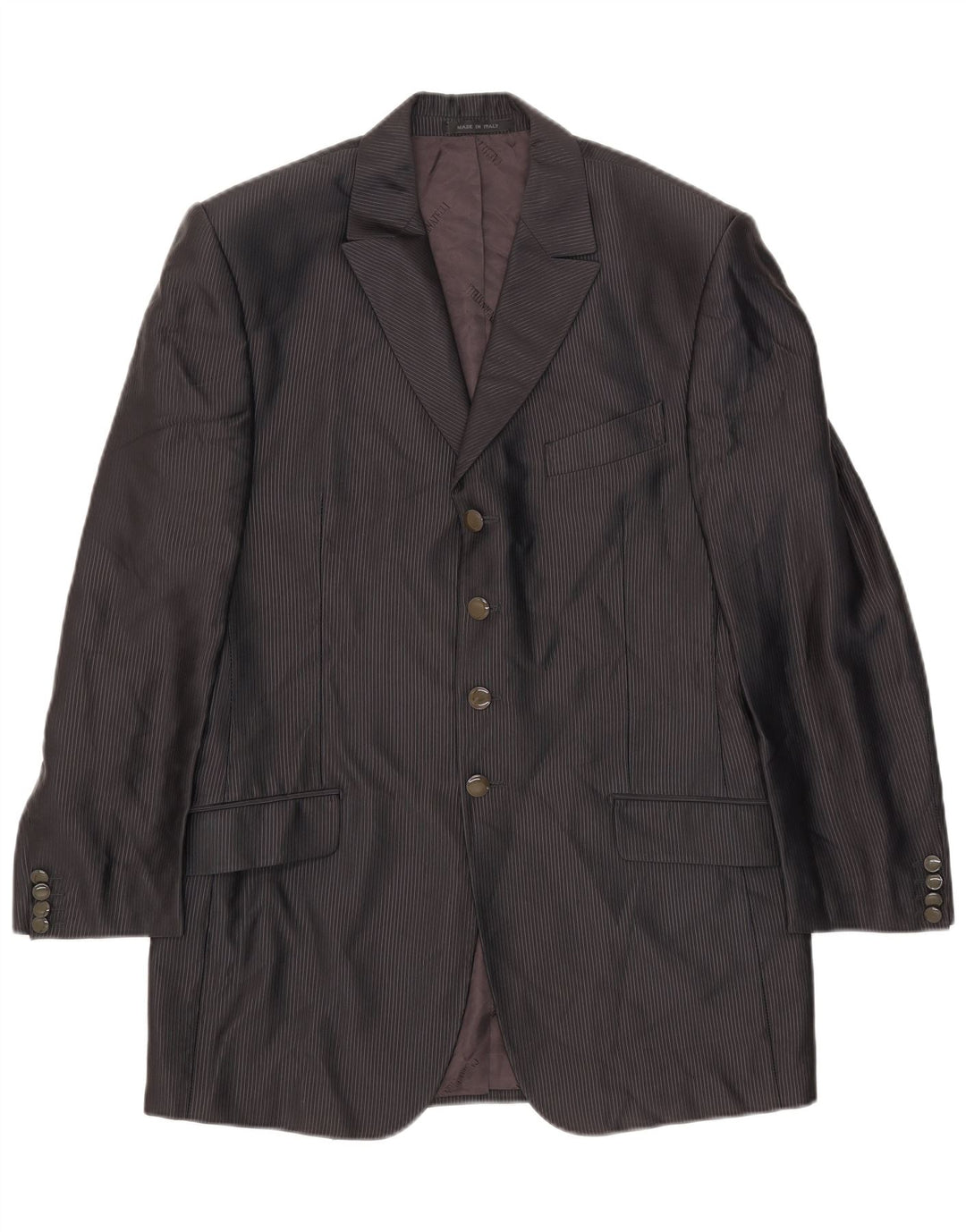 Carlo Pignatelli Herren-Blazer mit 4 Knöpfen, IT 50, groß, schwarzer Nadelstreifen