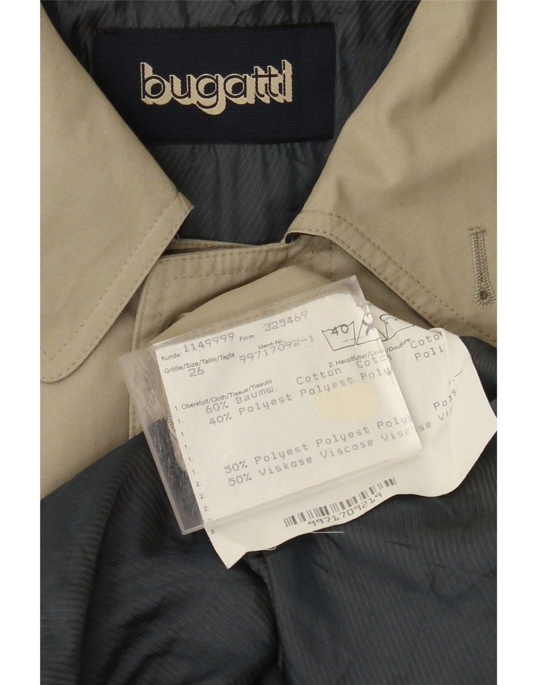 BUGATTI Herrenmantel UK 42 XL Grüne Baumwolle