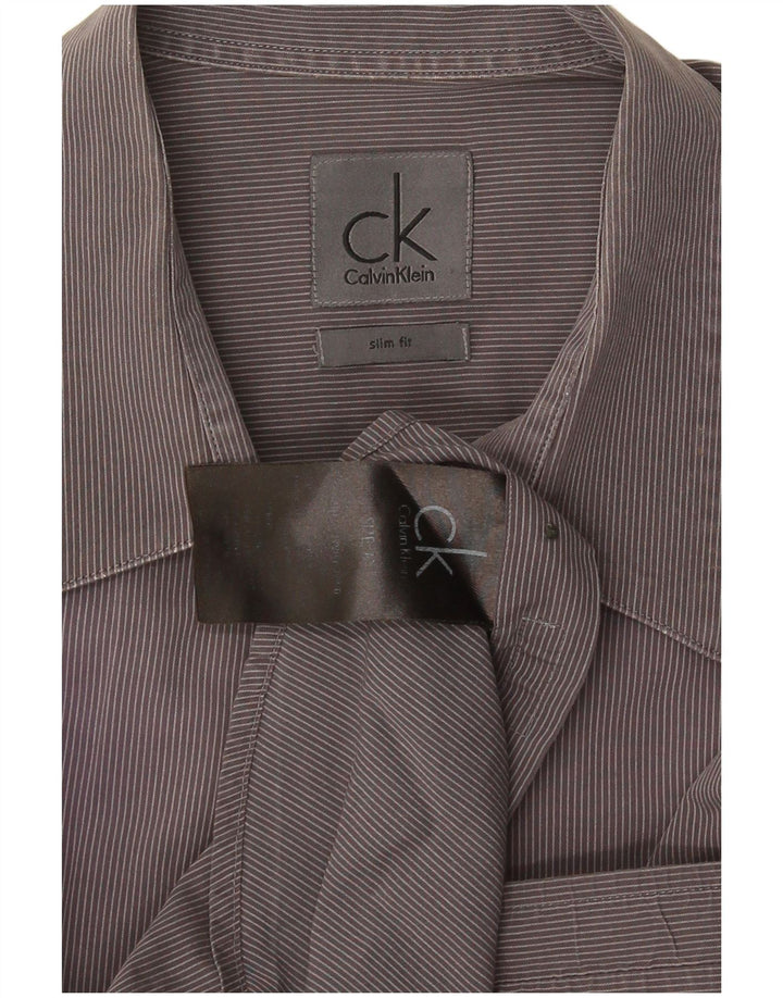 Calvin Klein Herren Slim Fit Hemd Mittelgrau gestreift
