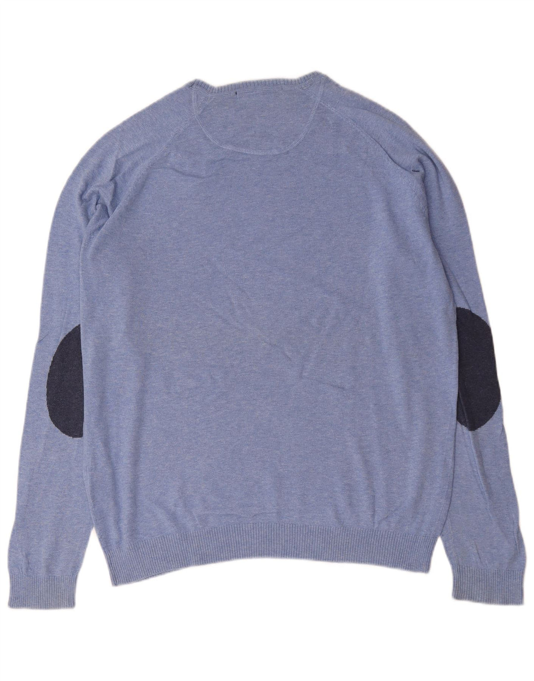 Zara Herren-Pullover mit Rundhalsausschnitt, XL, blaue Baumwolle