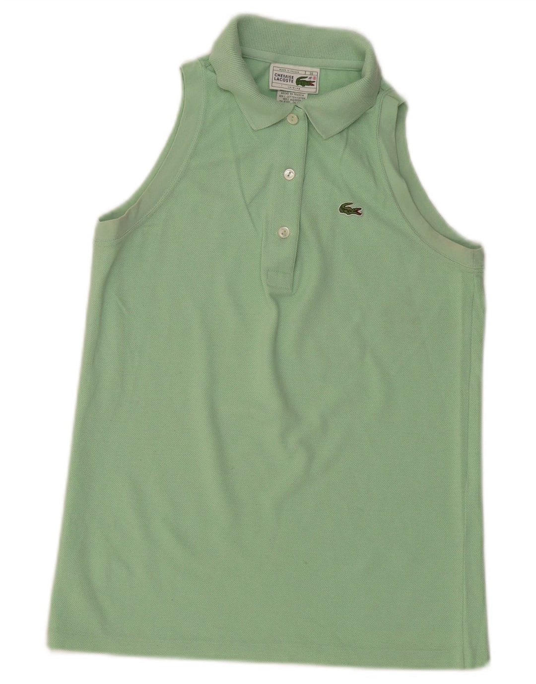 Ärmelloses Lacoste-Poloshirt für Damen, Größe 38, mittelgrüne Baumwolle
