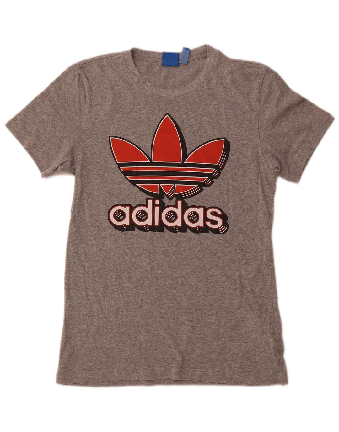 ADIDAS Damen Grafik T-Shirt Top UK 10 Small Grau gefleckte Baumwolle