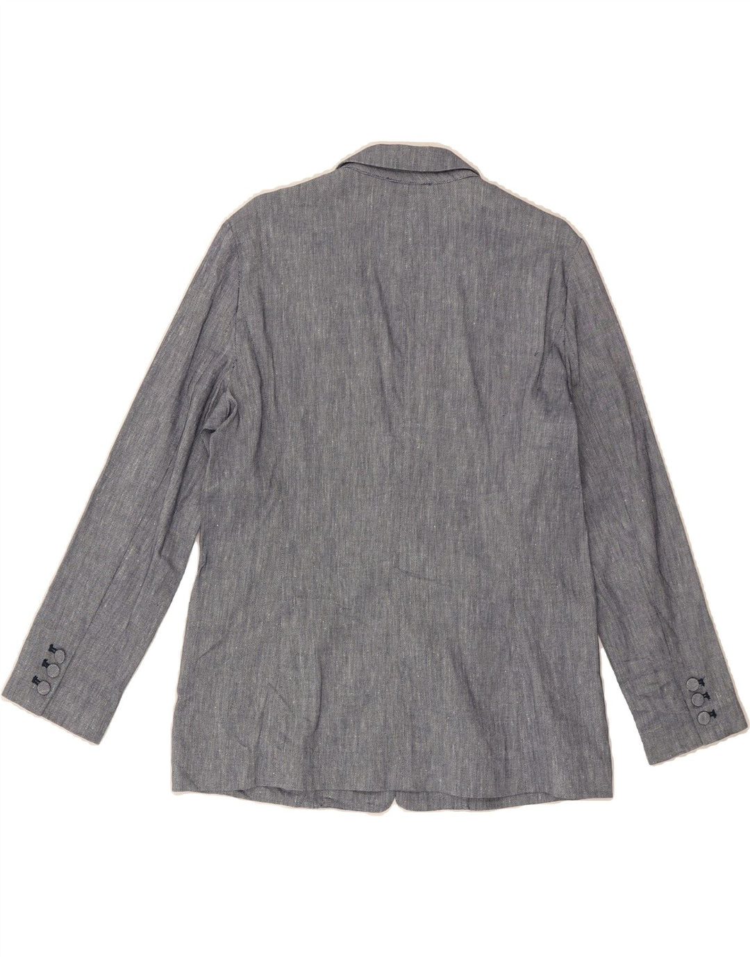 STEFANEL Womens 2 Button 2 Piece Suit IT 46 Large W36 L27 Navy Blue Linen Vintage Stefanel and Second-Hand Stefanel from Messina Hembry 