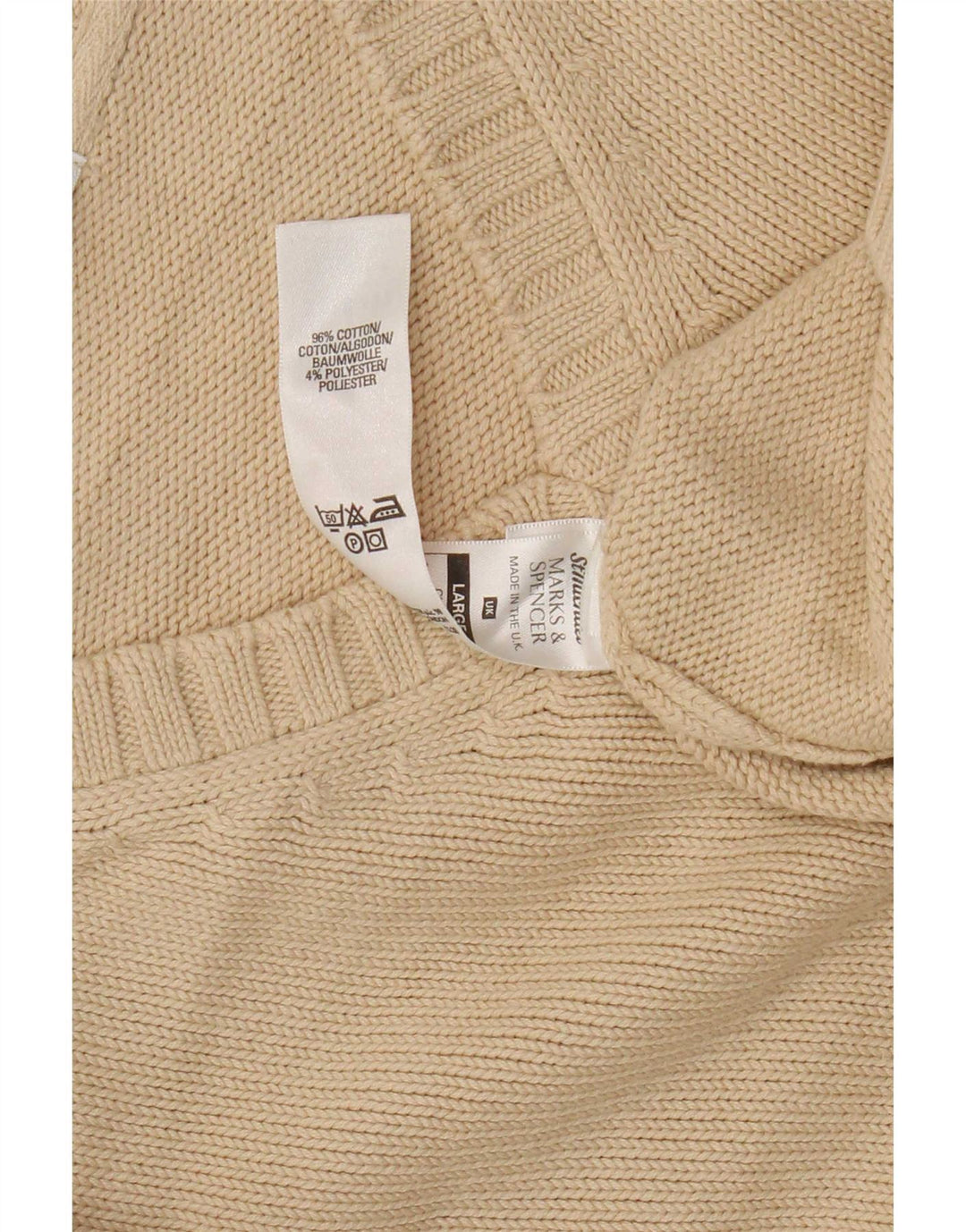 Marks & Spencer Herren-Pullover mit V-Ausschnitt, groß, beige Baumwolle
