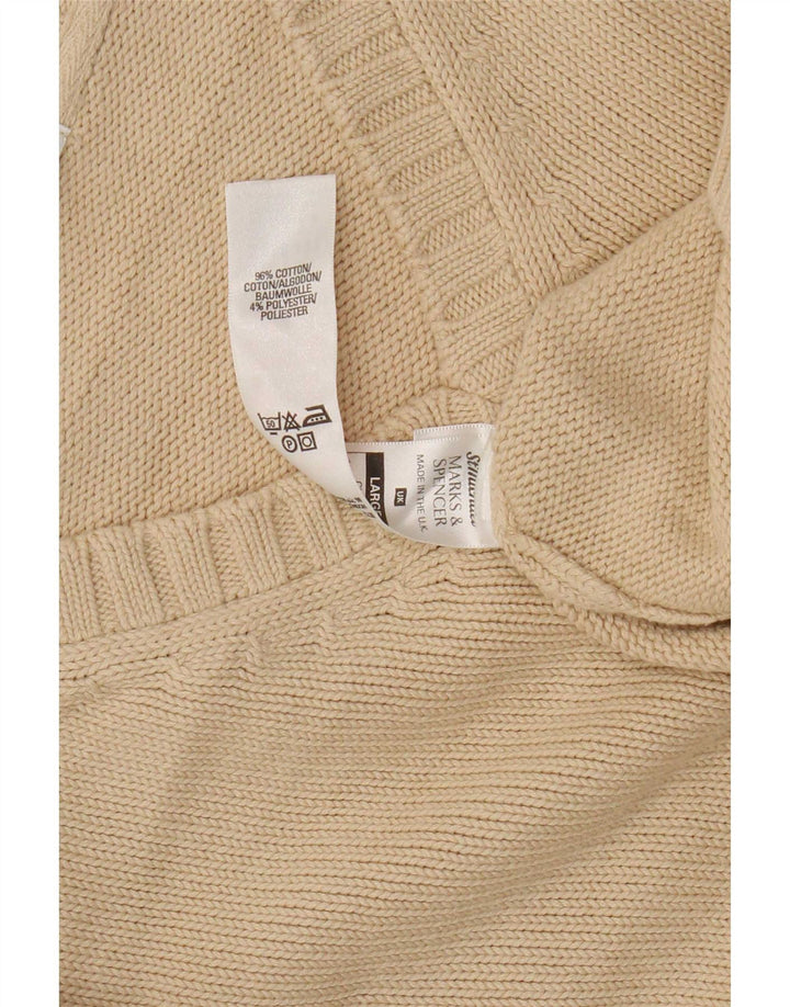 Marks & Spencer Herren-Pullover mit V-Ausschnitt, groß, beige Baumwolle