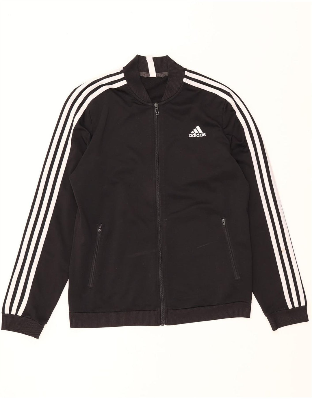 ADIDAS Damen-Trainingsanzug-Top-Jacke UK 12/14 Mittelschwarzes Polyester
