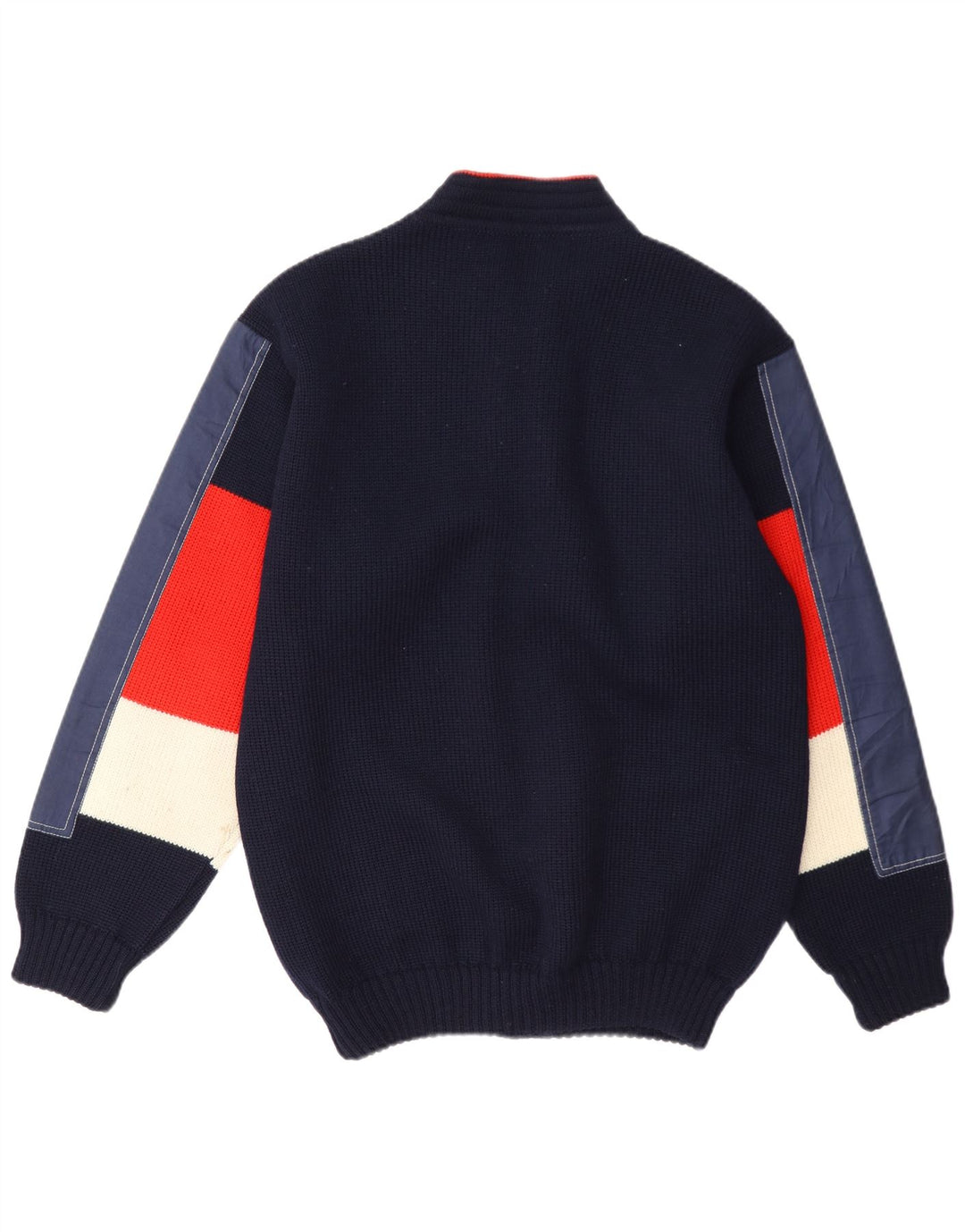 Vintage Herren-Cardigan-Pullover, mittelgroß, Marineblau, Farbblock