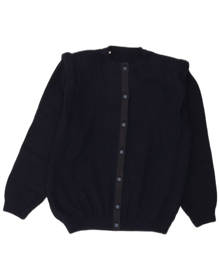 Vintage Herren Cardigan Pullover Große Marineblaue Wolle