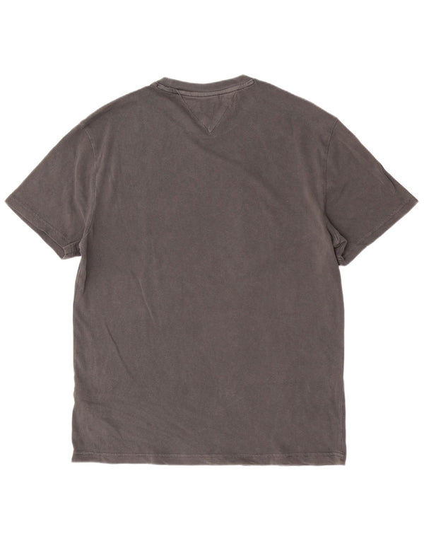 Tommy Hilfiger Herren-T-Shirt mit Grafik, groß, aus grauer Baumwolle