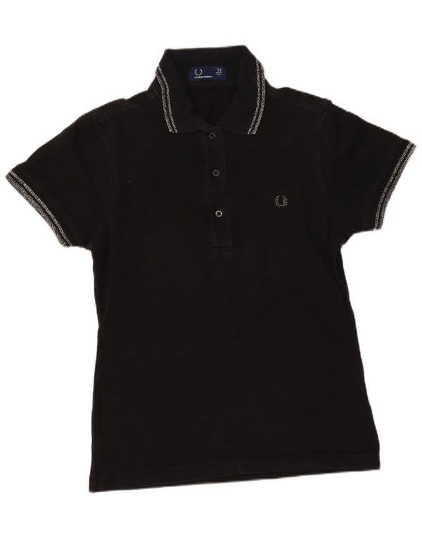 Fred Perry Damen Poloshirt UK 10 Small Schwarz Baumwolle