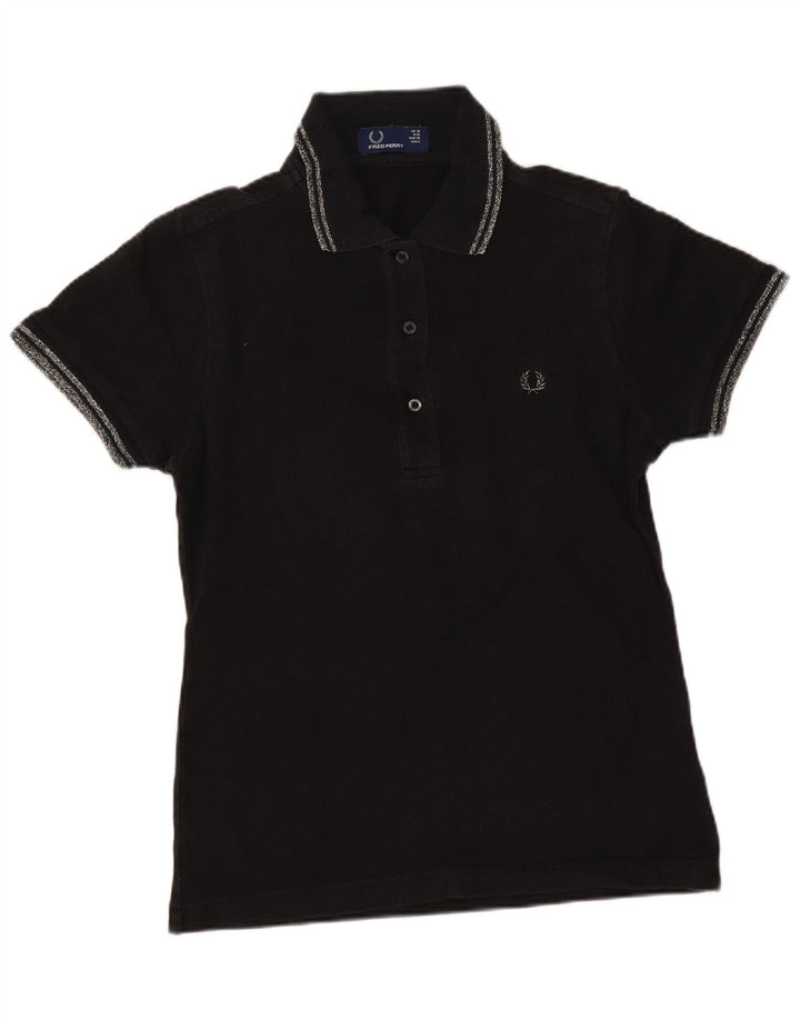 Fred Perry Damen Poloshirt UK 10 Small Schwarz Baumwolle